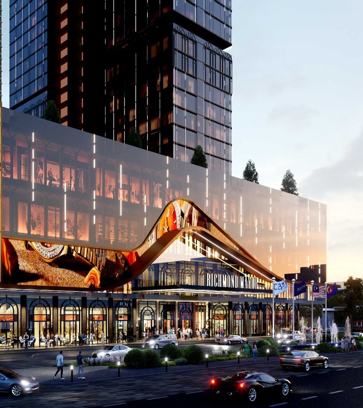 Richmond Mayor towers and lifestyle mall facade with signage, Mount Austin Johor Bahru